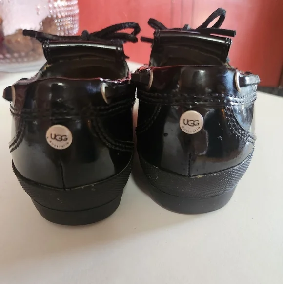 UGG Black Patent Leather Rain Lofers - Picture 3 of 6